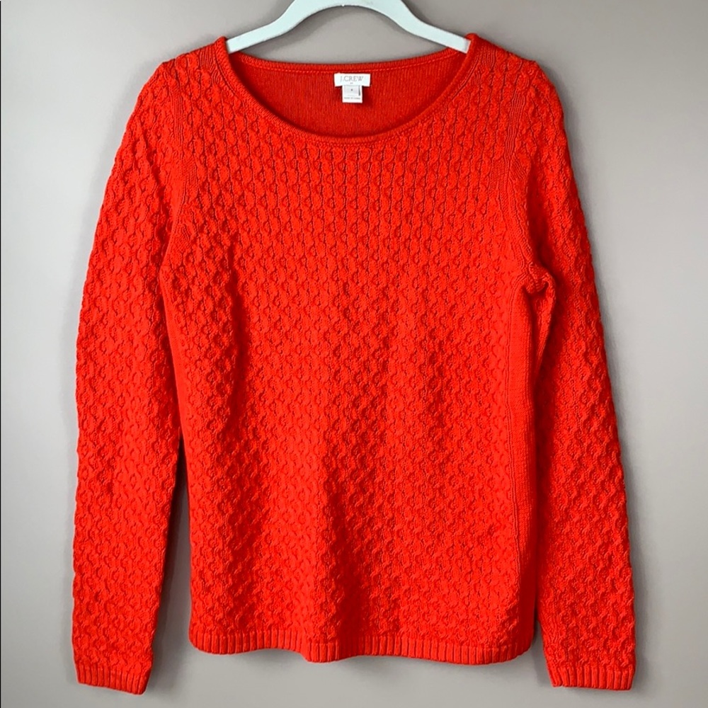 J. Crew Orange Cable Knit Scoopneck Sweater
